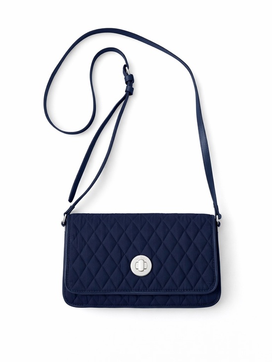Vera Bradley Handbags - Vera Bradley Quilted Navy Crossbody Bag with Silver Turn-Lock